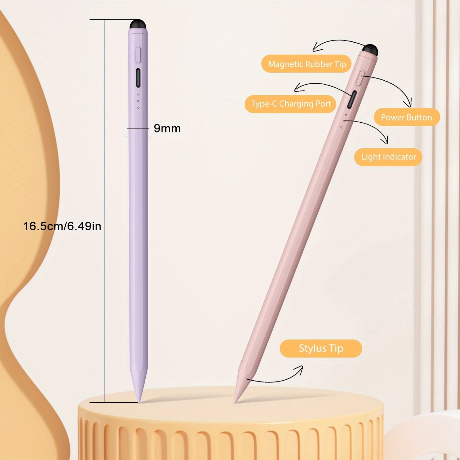 Beteliva 2 Pc Stylus Pen for Apple iPad A16 11th/10/9/8/7/6, Fast Charge Stylus Pencil for iPad-Purple+Green