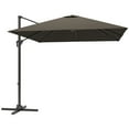 thumbnail image 1 of Outsunny 8'x8' Square Patio Hanging Offset Umbrella w/ Cross Base Tan, 1 of 10
