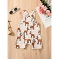 thumbnail image 3 of Biekopu Baby Girl Summer Suspender Jumpsuit,Casual Elk Print Sleeveless Rompers for Toddler Infant, 3 of 9