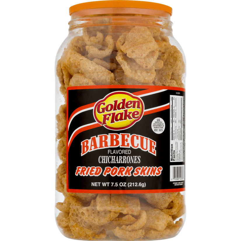Golden Flake Fried Pork Skins, Barbeque, Jar