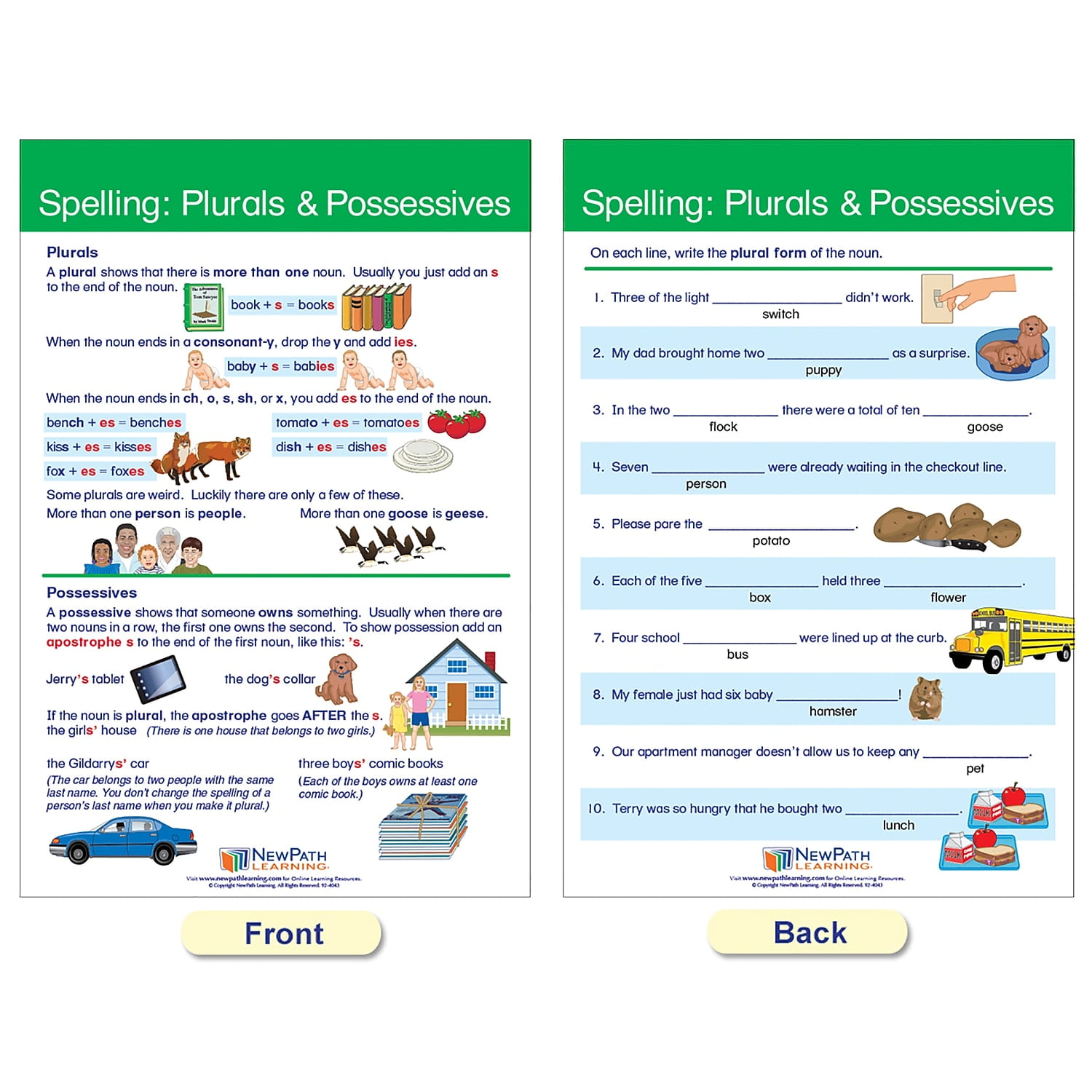 NewPath Learning Spelling Rules Bulletin Board Chart Set 12" x 18" 7/Set (NP-923501)