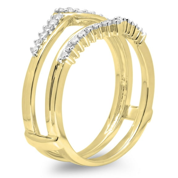 Dazzlingrock Collection 0.25 Carat (ctw) 14K Round Diamond Wedding Band Enhancer Guard Double Ring 1/4 CT, Yellow Gold, Size 9