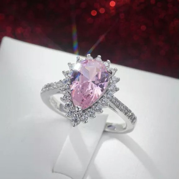 HOOUN Elegant Cubic Zircon 925 Silver Filled Rings Women Jewelry Wedding Gift Sz 6-10-10-Silver