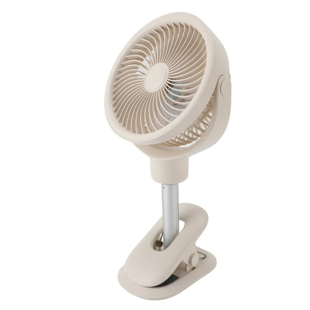 Small Stand Fan, Quiet Desk Fan Auto Oscillating with LED Night Light for Camping