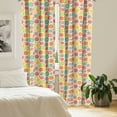 thumbnail image 3 of Ambesonne Mexican Print Window Curtains, Doodle Swirling Sun, Each 28" W x 63" L, Pale Yellow Multicolor, 3 of 5