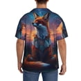 thumbnail image 3 of Sikiie Starry Sky Meditating Fox Men's Wrinkle Free Untucked Cuban Shirt Business Casual Button Down Shirts Short Sleeve ShirtXX-Large, 3 of 5