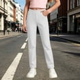 thumbnail image 2 of WERYOUNG School Uniform For Girls Elastic Waist Solid Color Straight Leg Trousers Kids Comfortable Back To School Pants 5-6 Years, 2 of 6