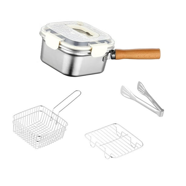 Mini freidora y olla para leche multifuncional, olla cuadrada de acero inoxidable Tapa blanca