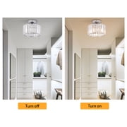 Modern Contemporary Silver Crystal Flush Mount Light, 1-Light Close to Ceiling Light Fixture for Hallway Entryway with E26 Base