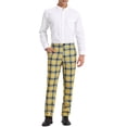 thumbnail image 2 of INSPIRE CHIC Men's Pant Checked Prom Formal Regular Fit Suit Pant 34 Yellow Blue, 2 of 7
