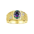 thumbnail image 1 of RYLOS Men's Rings 14K Yellow Gold Designer Nugget Ring Oval 9X7MM Gemstone & Diamonds  Alexandrite June Birthstone Rings For Man Size 13, 1 of 7