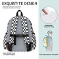 thumbnail image 5 of Black and White Checkered Pattern Backpack for School, Cute School Bag with Adjustable Shoulder Straps and Padded Back, 13.4"x11"x4.7", 5 of 5