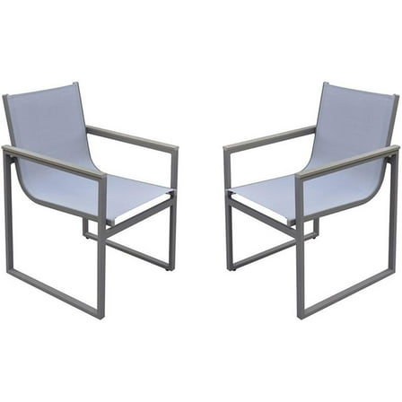 Hawthorne Collections 35" Aluminum Outdoor Dining Arm Chair in Gray (Set of 2)