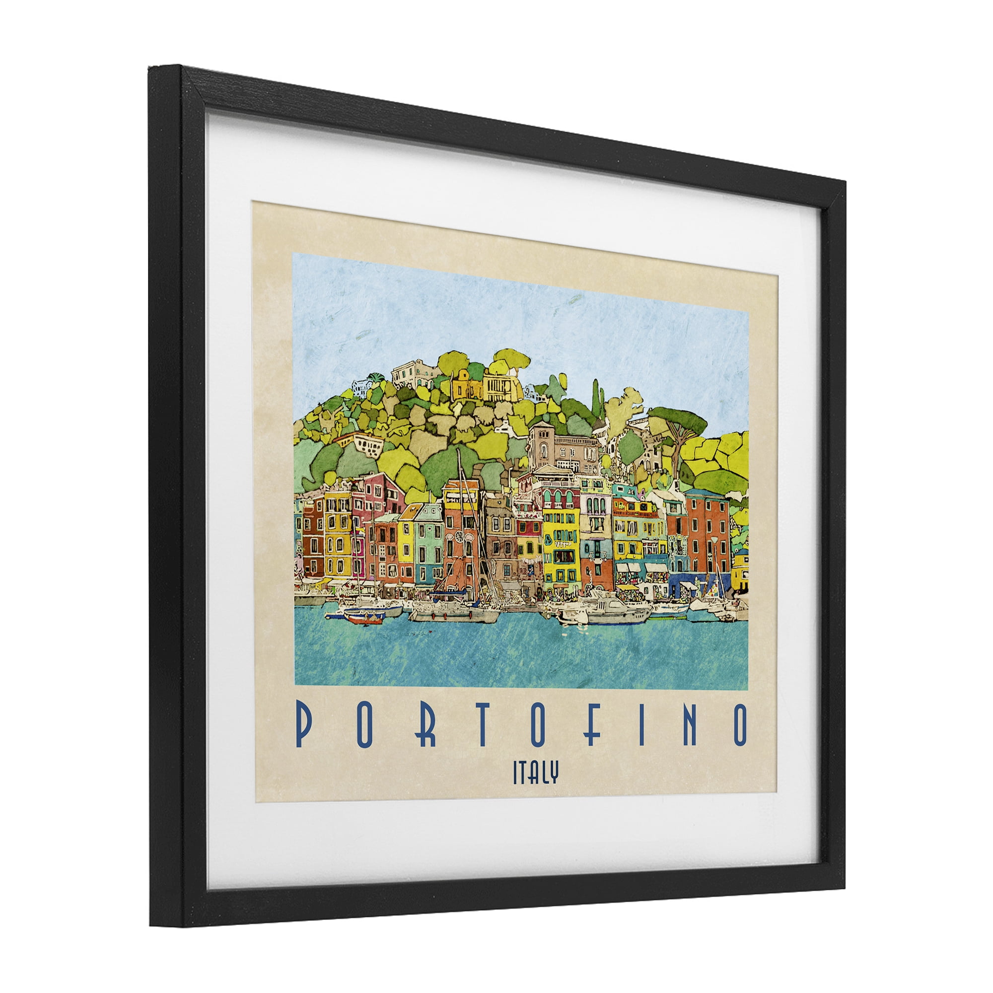 Stupell Industries Portofino Architecture Poster Black Framed Print Under Glass, design by Ynon Mabat