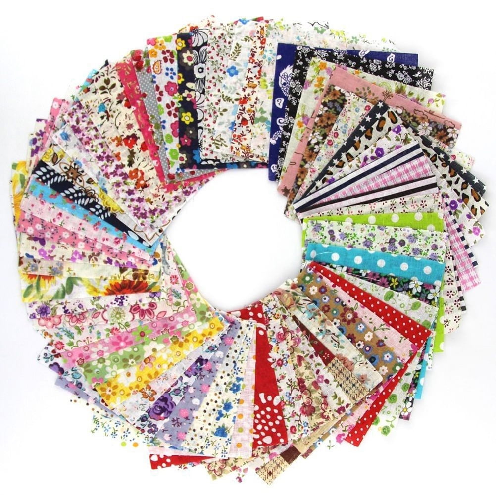 60pcs 4 x4 Inch Cotton Fabric Craft Square Precut Patchwork Sheets Quilting 