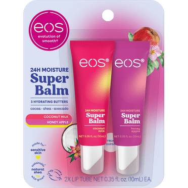Eos 24H Moisture Super Balm- Coconut Milk & Honey Apple, Lip Sleeping Mask, 0.35 fl oz, Pack of 2