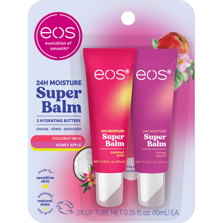 Eos 24H Moisture Super Balm- Coconut Milk & Honey Apple Lip Sleeping Mask 0.35 fl oz Pack of 2