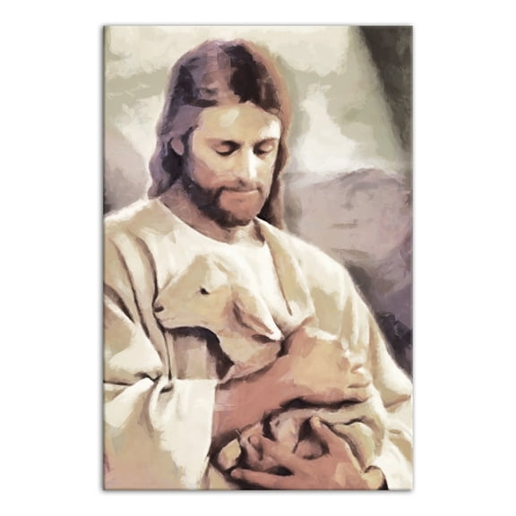 Creative Products Jesus with Lamb 12 x 18 Canvas Wall Art