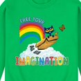 thumbnail image 3 of Pete The Cat - Flying Box Free Your Imagination - Men's Crew Neck Fleece Pullover, 3 of 7