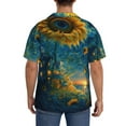 thumbnail image 3 of Pofeuu Sunflower Castle Starry Sky Print Mens Casual Short Sleeve Shirts Beach Summer Spread Collar Pocket Tops Men's Casual Short-sleeved Shirt-3X-Large, 3 of 5