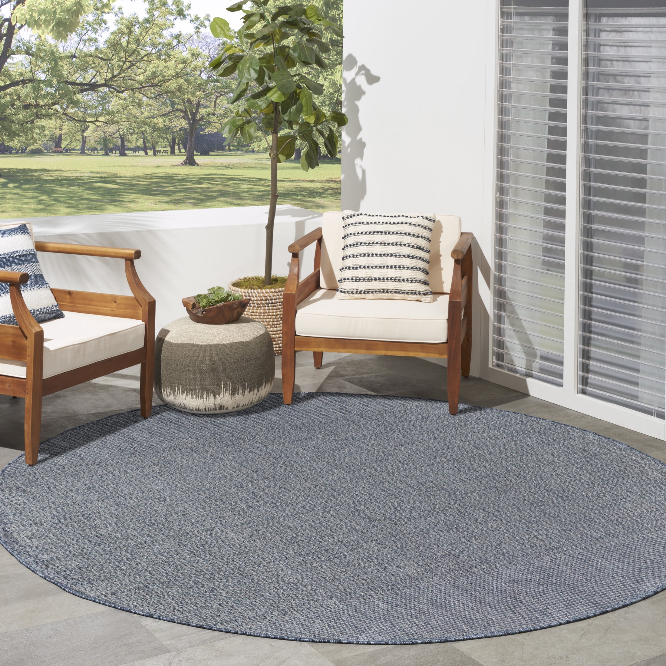 Nourison Tulum 8' x Round Denim Outdoor Rug