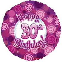 PMU Happy Birthday 30 Pink Dazzeloon Balloon (18 Inch Mylar) Pkg/1