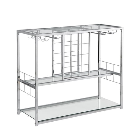 Hassch Contemporary Wine Rack Table  FreeStanding Wine Bar Rack  Wine Coffee Bar Cabinet for Home  Floor Liquor Wine Cabinet Storage  Silver