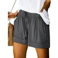 thumbnail image 3 of Pantalones cortos Bidobibo de verano para mujer, informales, holgados, cómodos, con cintura elástica y cordón ajustable, de algodón, de color liso, con bolsillos., 3 of 7