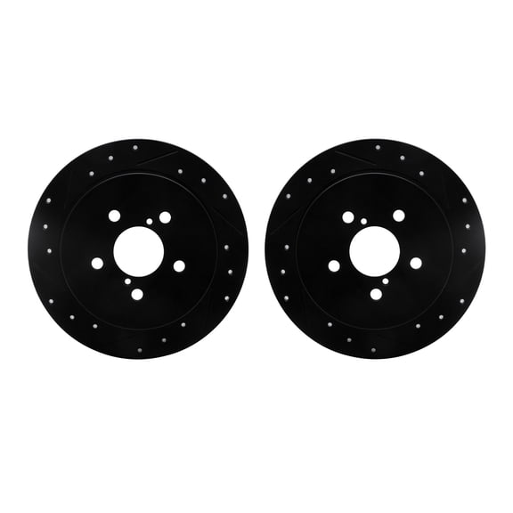 Dynamic Friction Company Rear Brake Rotors-Drilled and Slotted-Black 8002-13042