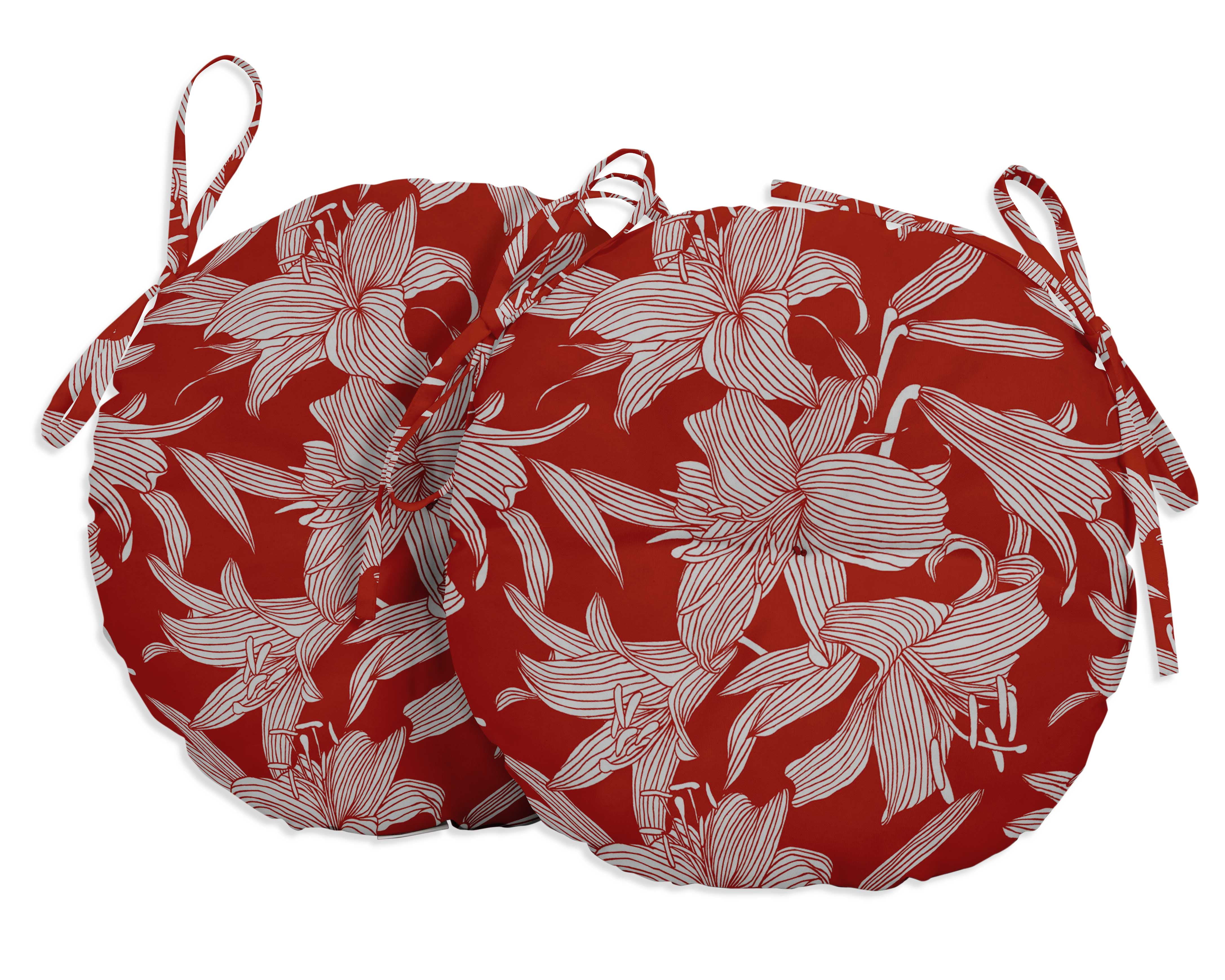 Vargottam Indoor/Outdoor Round Bistro Chair Cushions Block Print 15