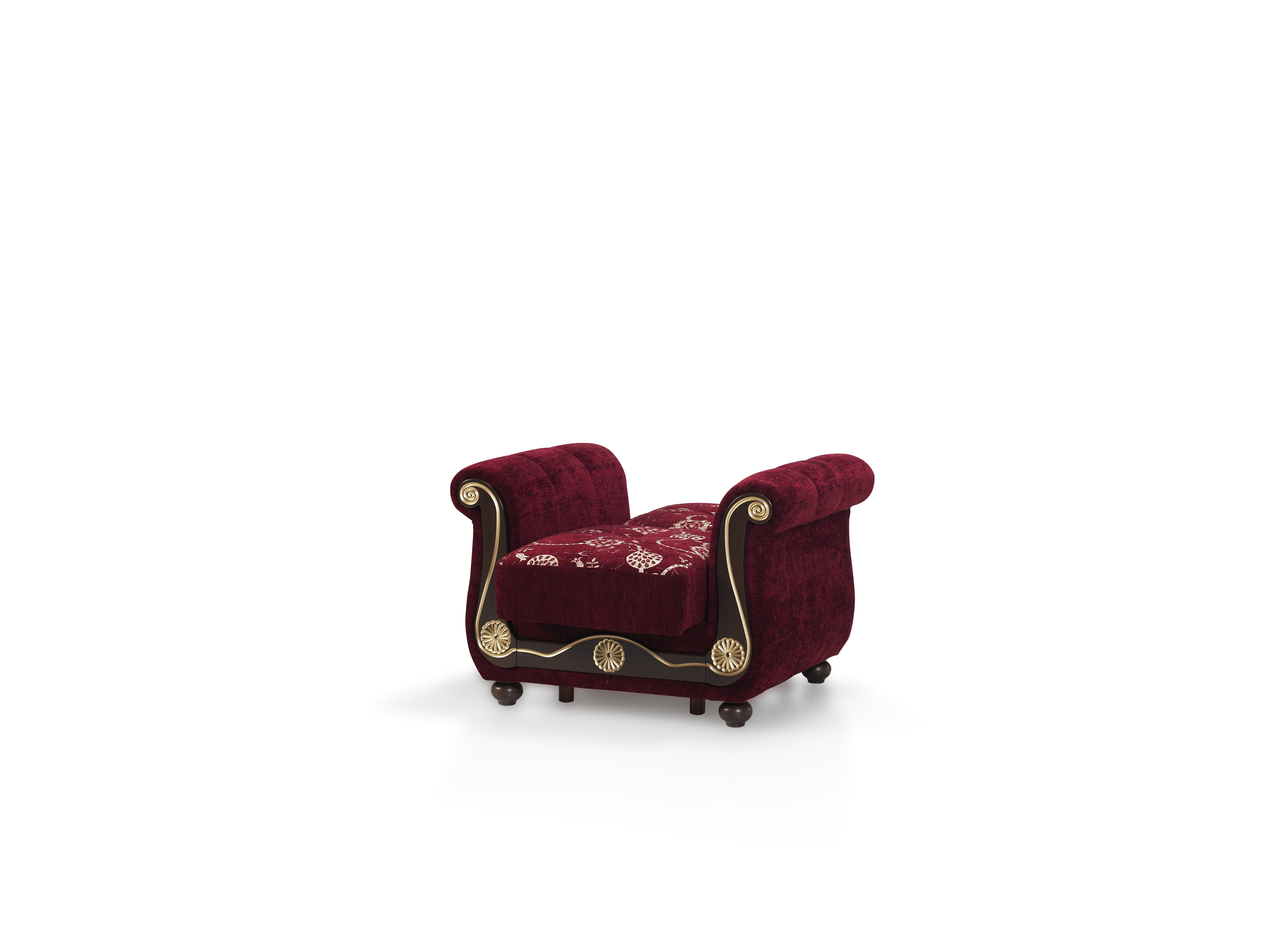 Ottomanson Convertible Accent Armchair with Hidden Storage, Firm Comfort Seating, Burgundy