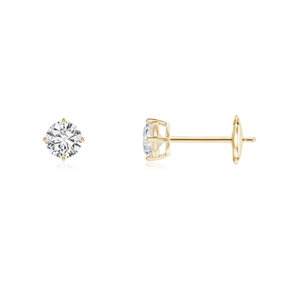 Angara Natural Diamond Earrings - Basket-Set Solitaire Diamond Stud Earrings in 14K Yellow Gold for Women