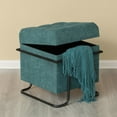 thumbnail image 2 of Square Fabric Storage Ottoman with Black Metal Frame, 2 of 9