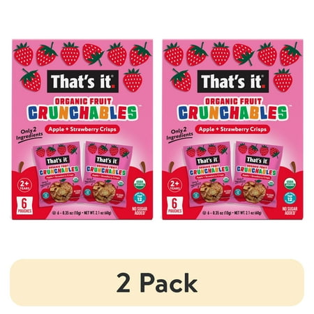 (2 pack) That's It. Crispy, Gluten-Free, Organic Apple + Strawberry Crunchables, 6 Count