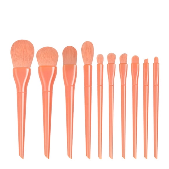 Brochas de maquillaje Minnieouse 10 piezas belleza facial mango largo naranja