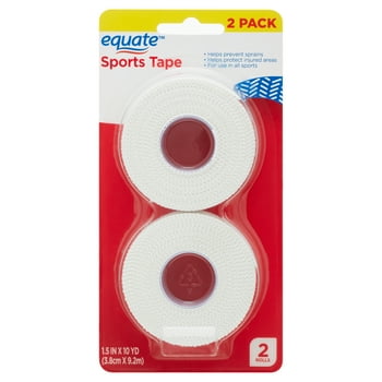 Equate 1.5" x 10 yd Athletic Sports Tape, Supportive & Protective, Easy Tear, 2 Rolls