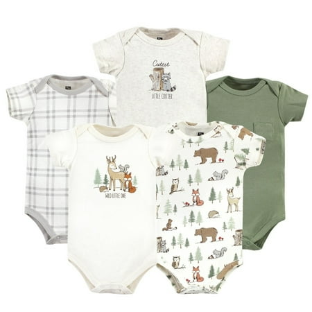 

Hudson Baby Unisex Baby Cotton Bodysuits Forest Animals 5-Pack 12-18 Months