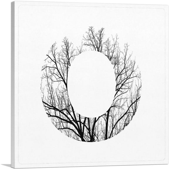 ARTCANVAS Tree Branches Alphabet Letter O Canvas Art Print - Size: 12" x 12" (1.50" Deep)