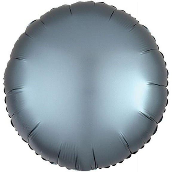 18 inch Circle - Satin Luxe Steel Blue Anagram Foil Mylar Balloon - Party Supplies Decorations