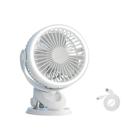 3-in-1 Clip Fan with Night Light – 720° Wide Angle, Timer Function, 1200mAh Battery, Quiet for Desk, Wall, Bed (Blue/White)