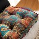 thumbnail image 5 of Granjero Gordo Cojín cuadrado de patchwork para silla, ideal para sillas de oficina y terrazas. Está hecho de algodón y lino suave (azul, 40 x 40 cm)., 5 of 5