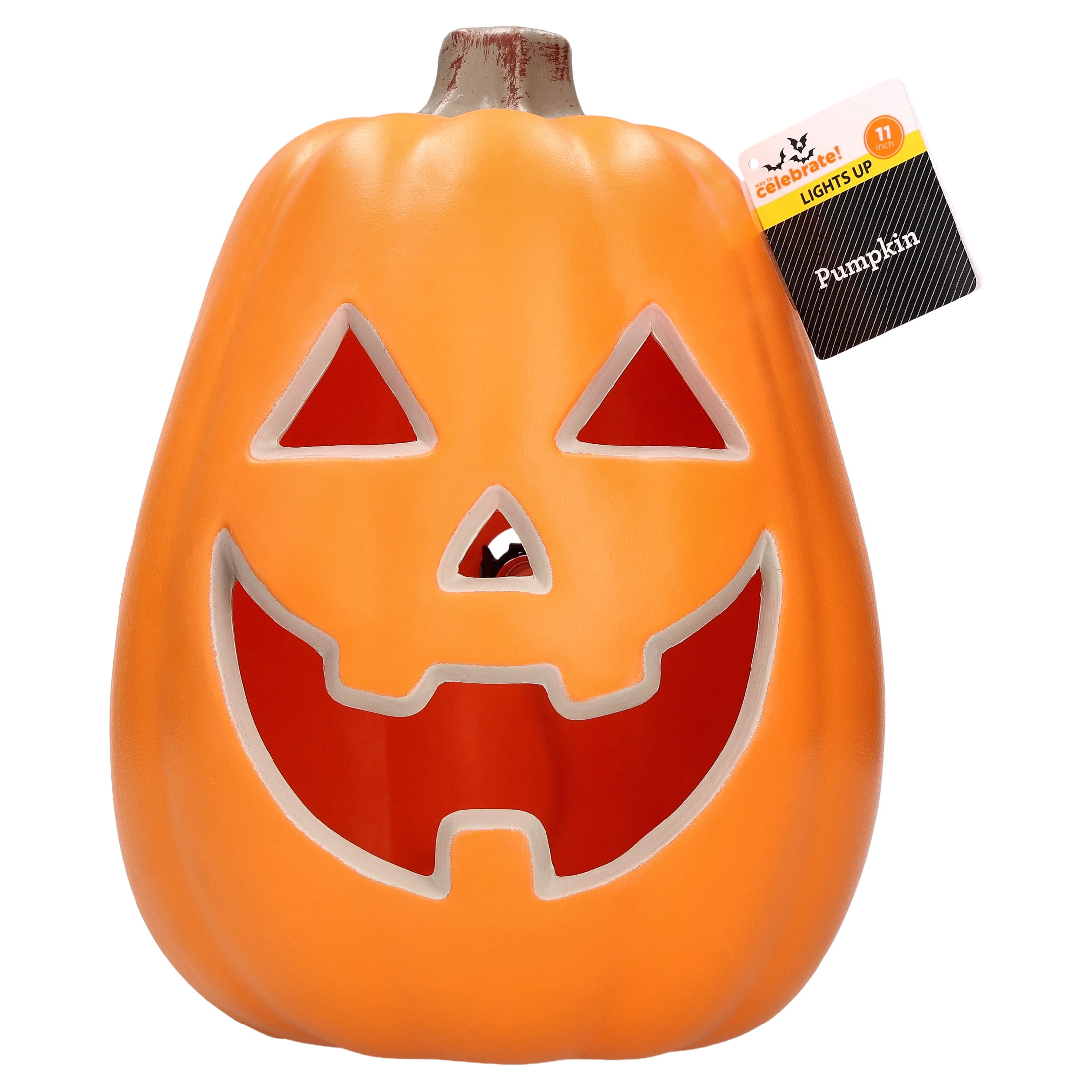 Light-Up Jack-o'-Lantern, Orange, 11", Halloween by Way To Celebrate