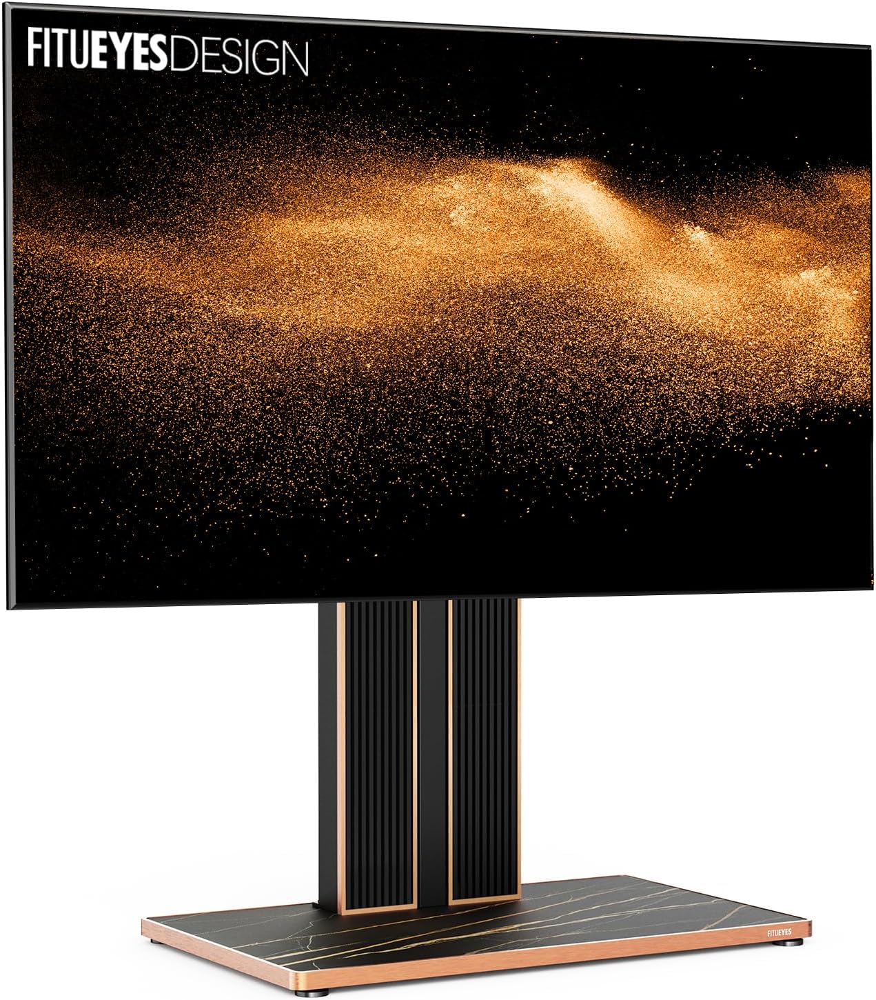 FITUEYES Cantor Series Floor TV Stand for 75–100 Inch TVs, Black, Cable Storage