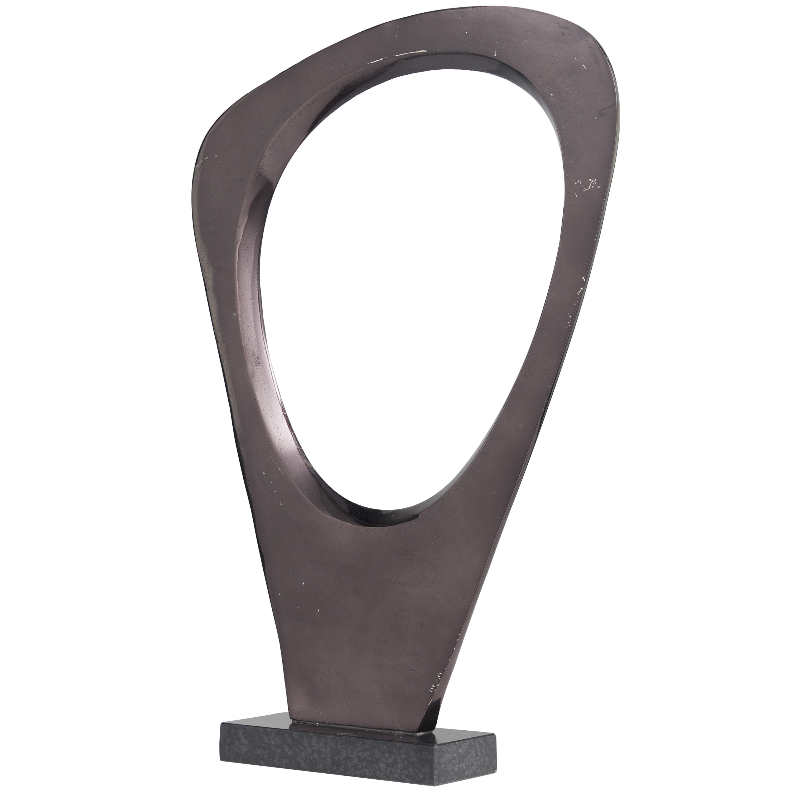 20", 13"H Dark Gray Aluminum Abstract Sculpture with Marble Base, by DecMode (2 Count)