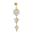thumbnail image 2 of Zeus Lady Rhinestone Flower Stainless Steel Belly Button Navel Ring Piercing Jewelry, 2 of 7