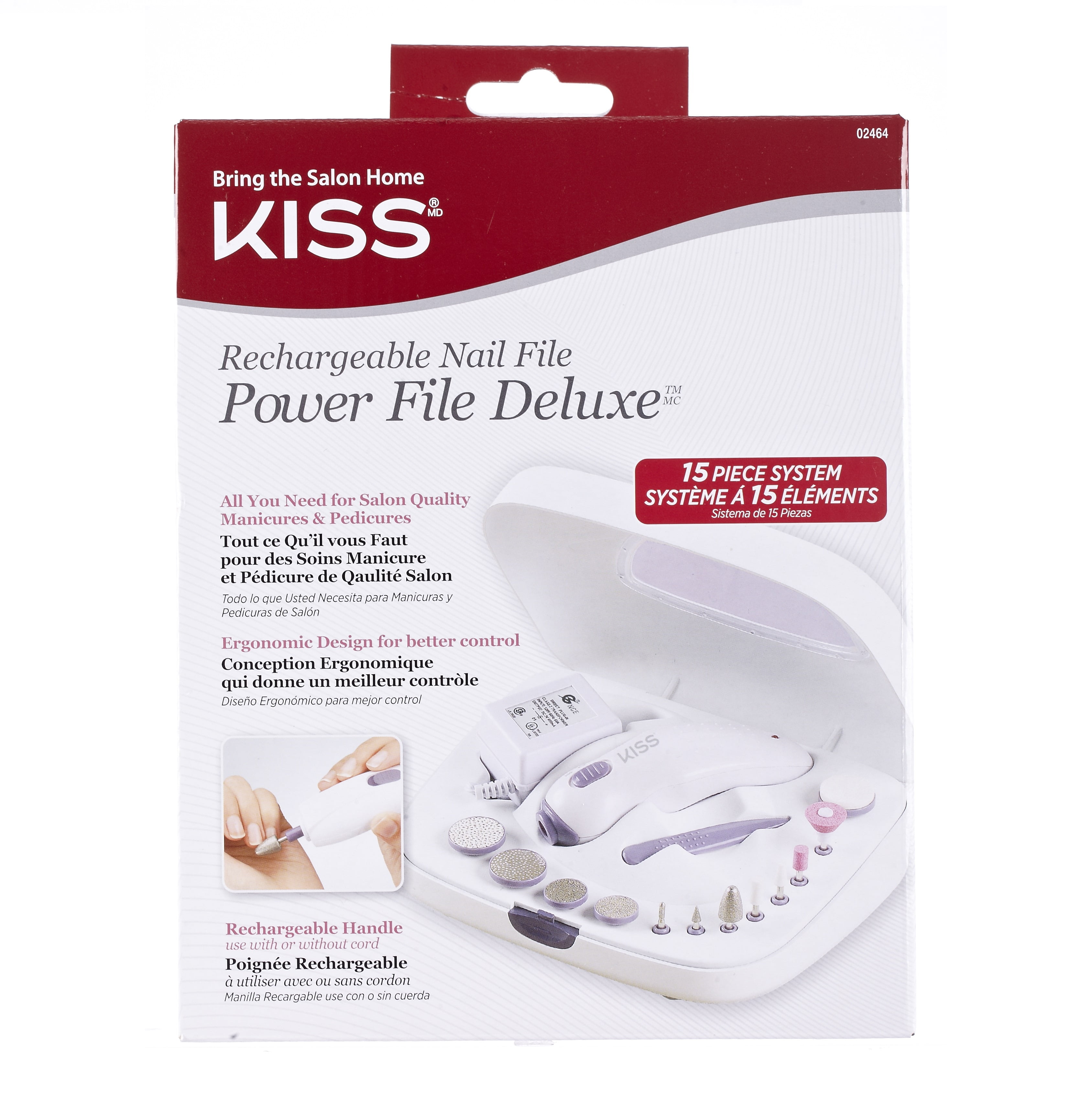 Kiss New York Power File Deluxe Rechargeable Nail File Set, 15 PCs