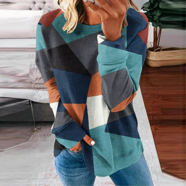 Puntoco Mujer Cuello Redondo Moda Casual Manga Larga Estampado Sudadera tops Blusa Puntoco Puntoco-7265