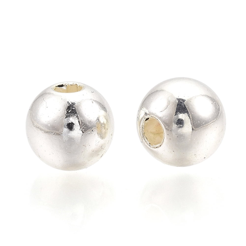 ABS Plastic Beads Round Silver Color Plated 15.5~16x15mm Hole: 2.5~3mm about 184pcs/500g