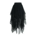 thumbnail image 2 of MAIHAN-Women's Asymmetrical Mesh Midi Skirt - High Waist Tiered Layered Skirt with Front Short Back Long Design,Skirts for Women(Black), 2 of 4