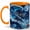 Orange, variant on Water Warrior Coffee Mug, Fantasy Anime Hero Mug, Gamer Birthday Christmas Gift for Men, Blue Ocean Wave Moon Koi Fish Character Art, 11 oz White Ceramic Coffee Cup Gift for Tea